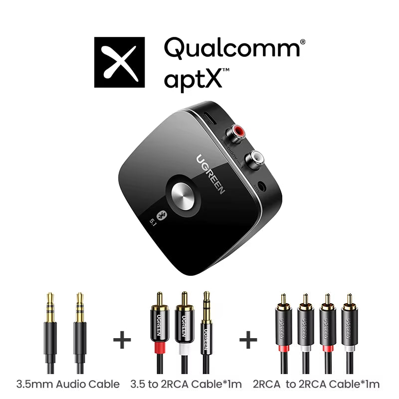 Bluetooth RCA Receiver 5.1 Aptx HD 3.5Mm Jack Aux Wireless Adapter Music for TV Car 2RCA Bluetooth Audio Receiver Aptx